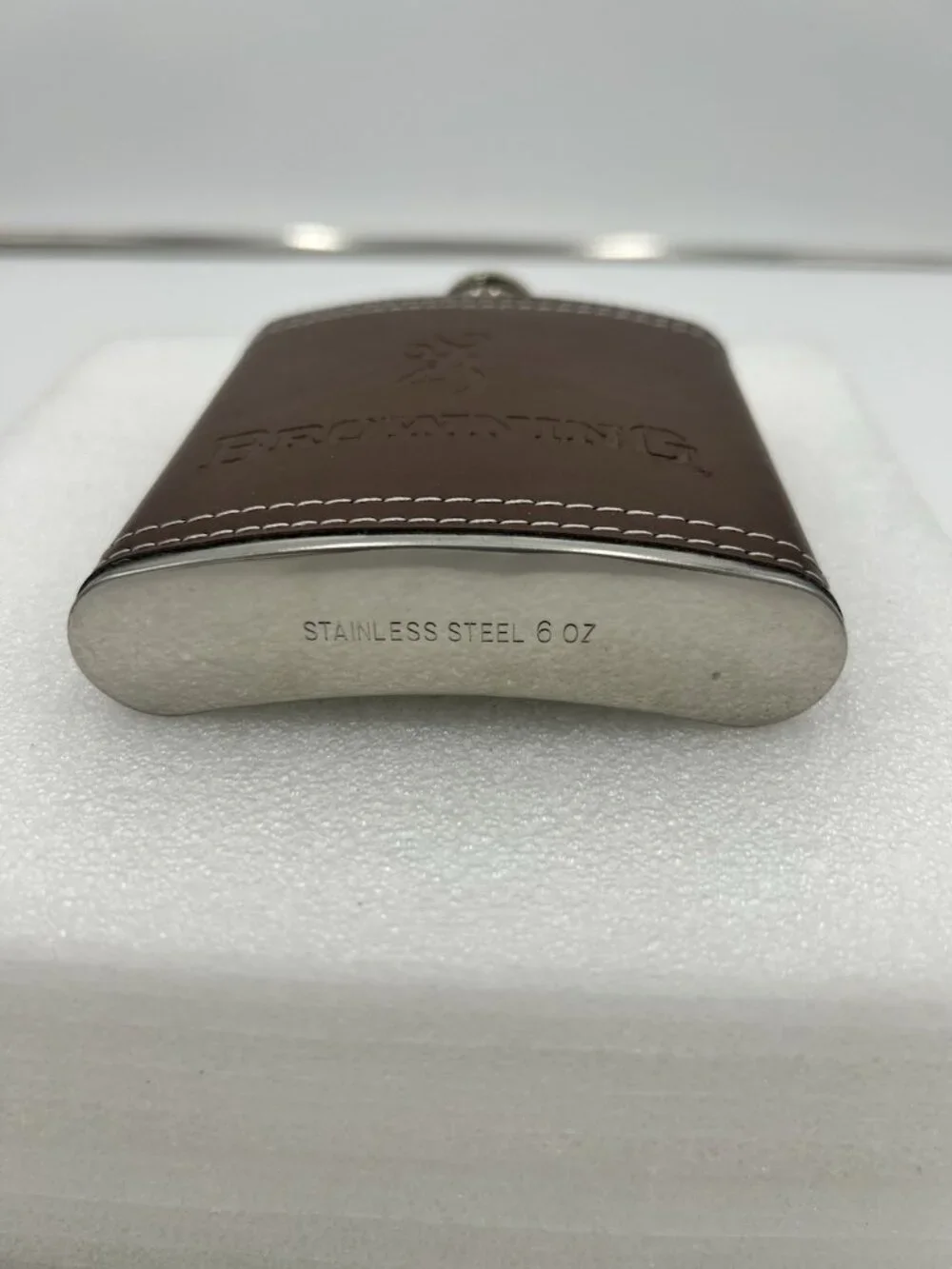 Browning Stainless Steel Wrapped In Leather 6oz Flask Never Used